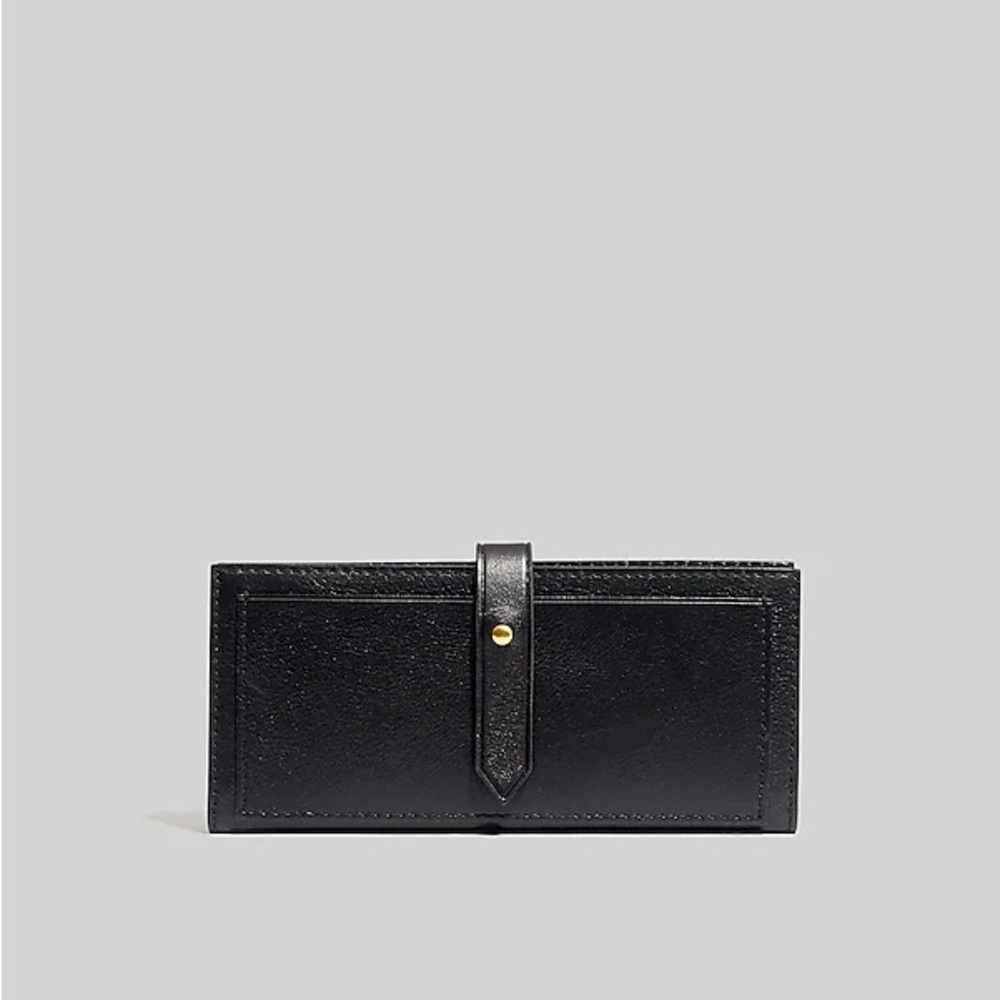 Madewell Leather Post Wallet, Deep Navy